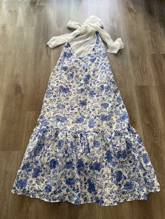 elliatt elin blue & white floral halter neck open back maxi gown dress large NEW - Picture 7 of 12